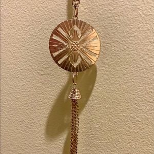 Gold colour long chain necklace with tassels